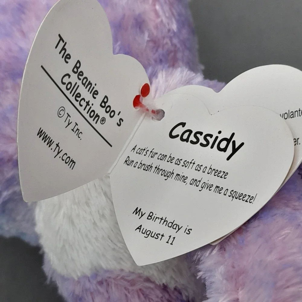 Ty Beanie Boos Cassidy Lavender Cat Purple Glitter Eyes Plush 6 inch NWT